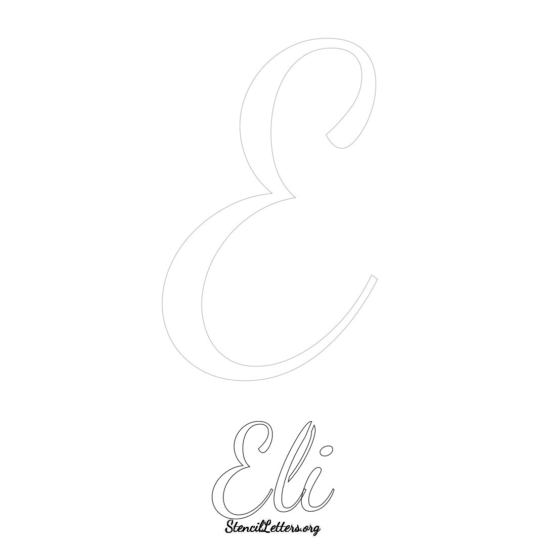 Eli printable name initial stencil in Cursive Script Lettering