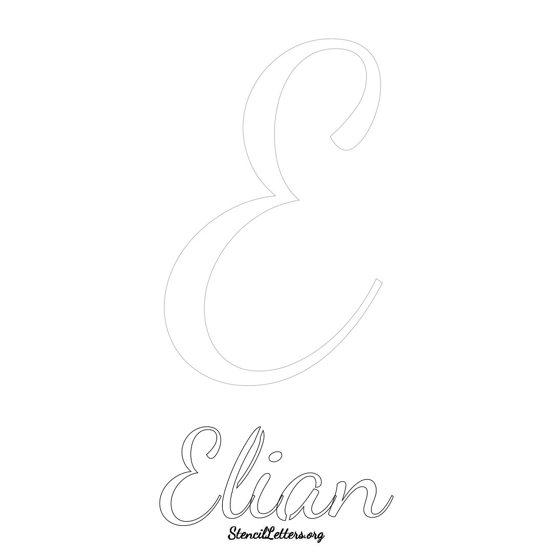 Elian printable name initial stencil in Cursive Script Lettering