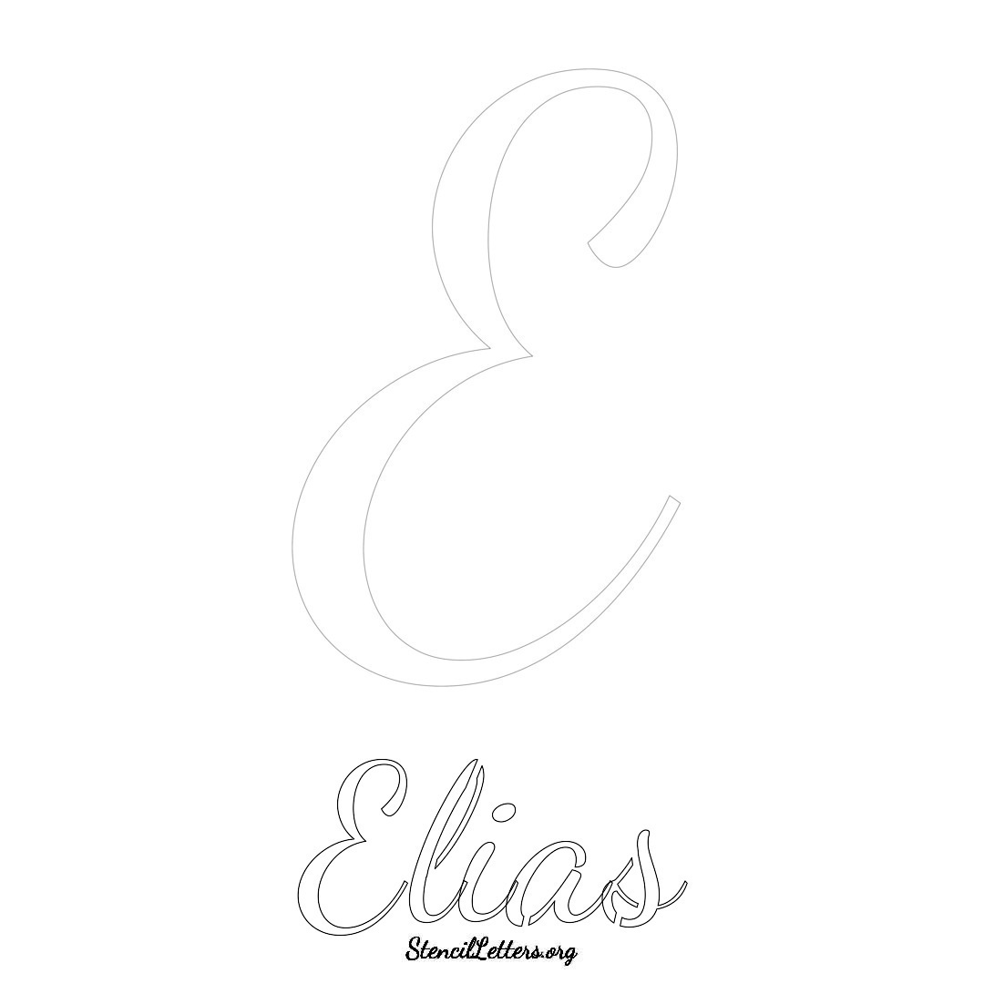 Elias printable name initial stencil in Cursive Script Lettering