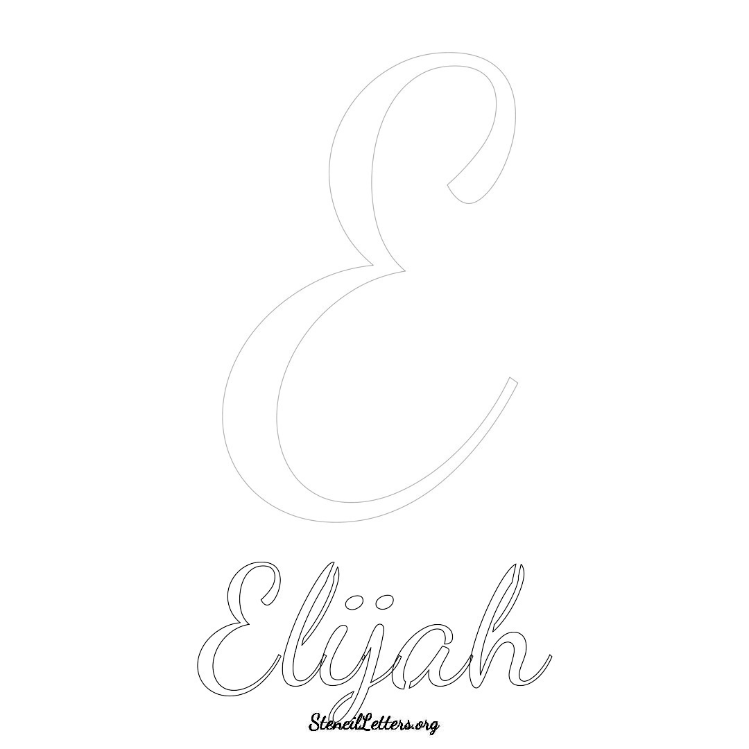 Elijah printable name initial stencil in Cursive Script Lettering