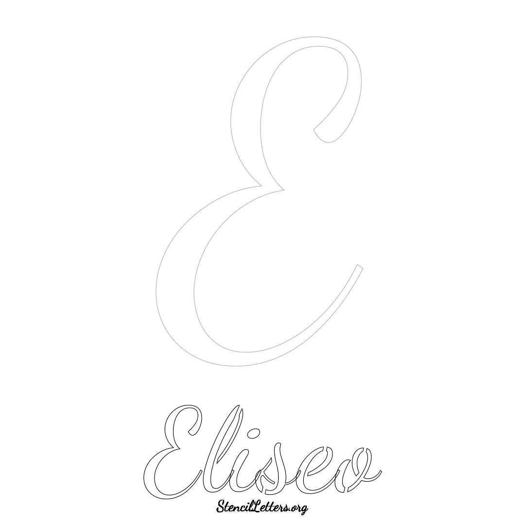 Eliseo printable name initial stencil in Cursive Script Lettering