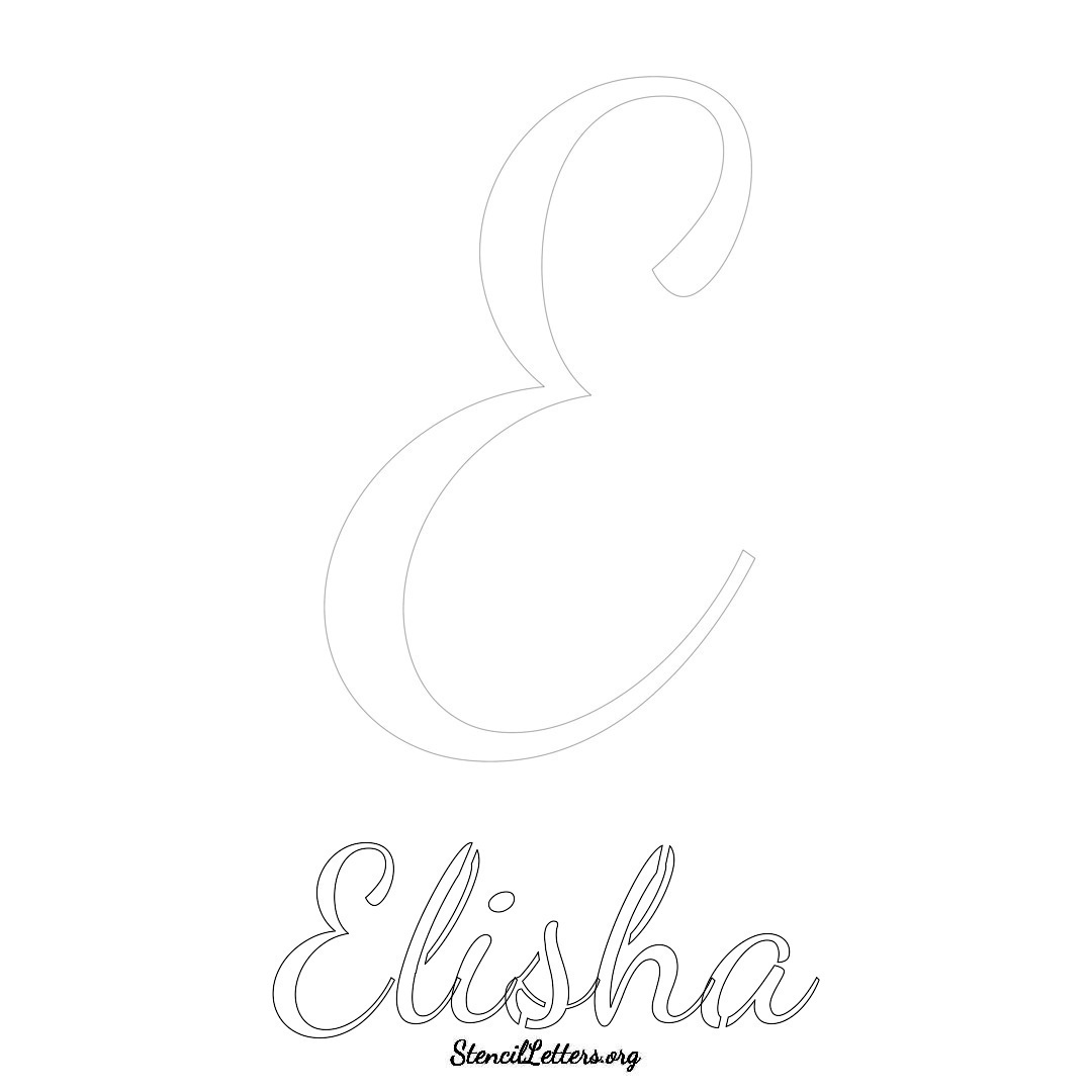Elisha printable name initial stencil in Cursive Script Lettering