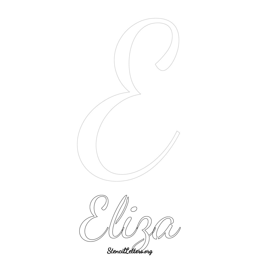 Eliza printable name initial stencil in Cursive Script Lettering