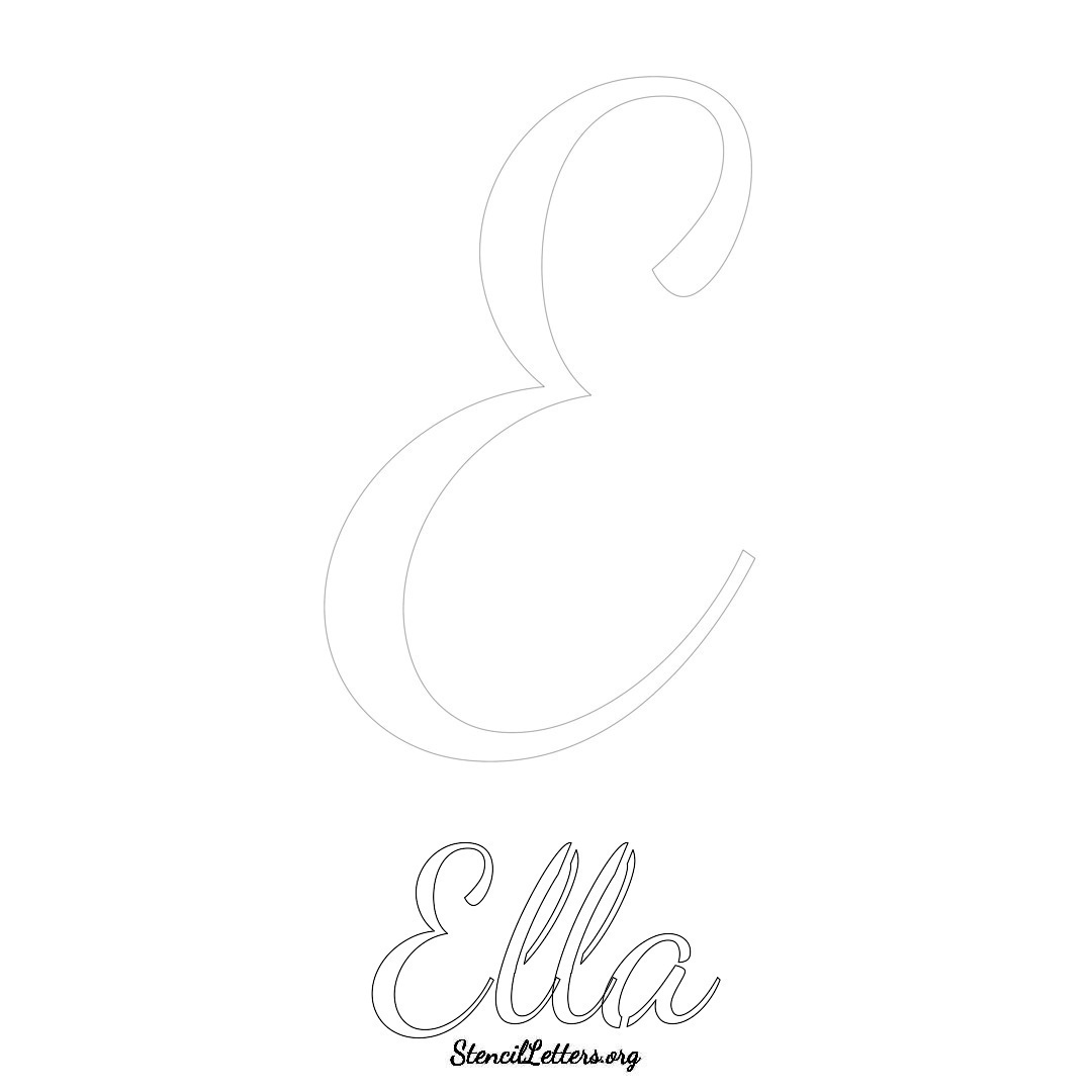 Ella printable name initial stencil in Cursive Script Lettering