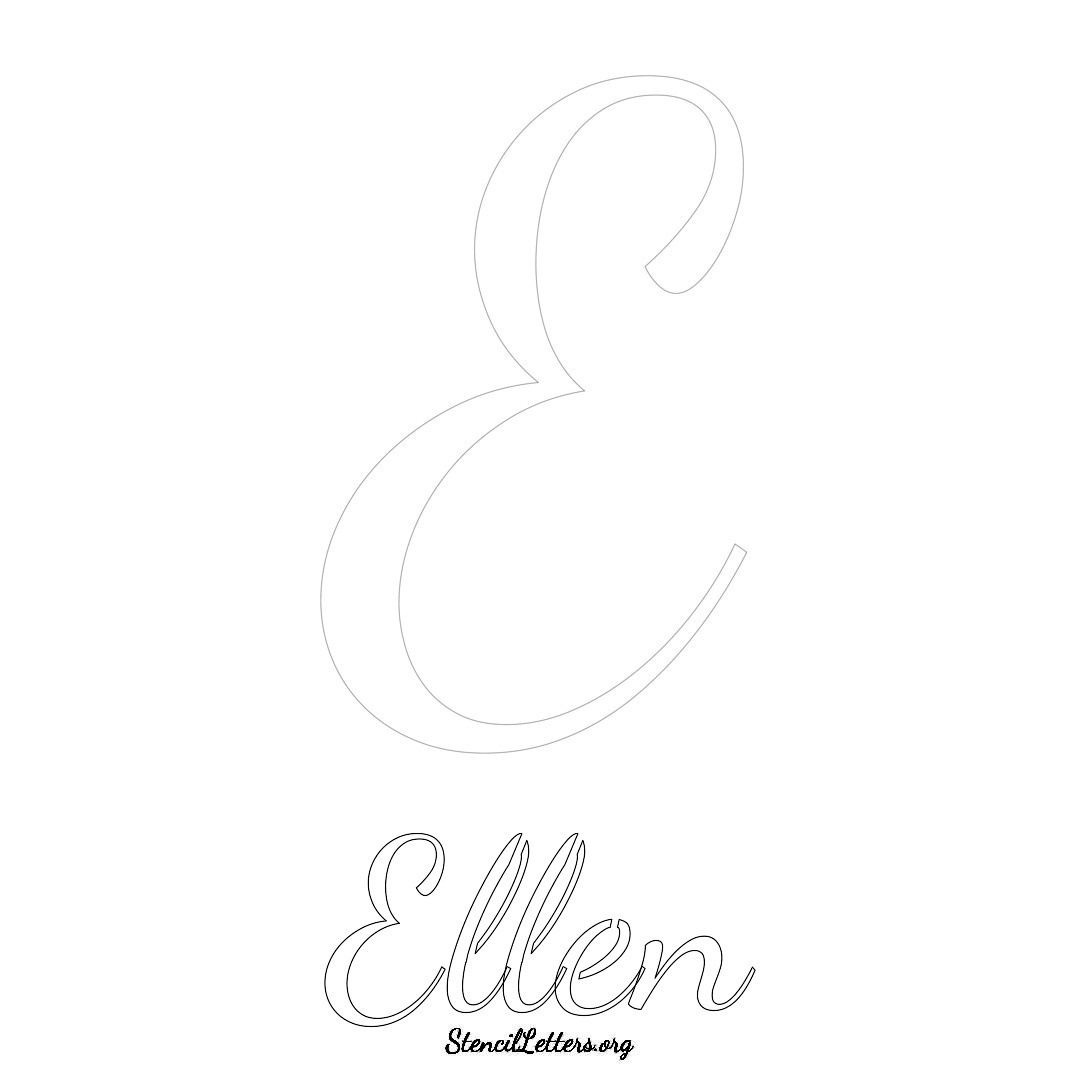 Ellen printable name initial stencil in Cursive Script Lettering