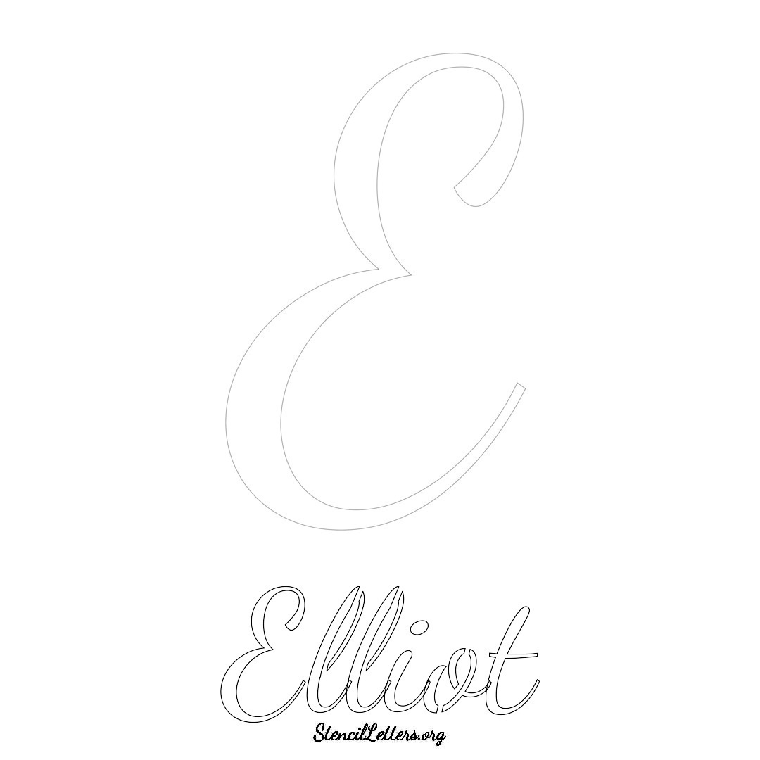 Elliot printable name initial stencil in Cursive Script Lettering