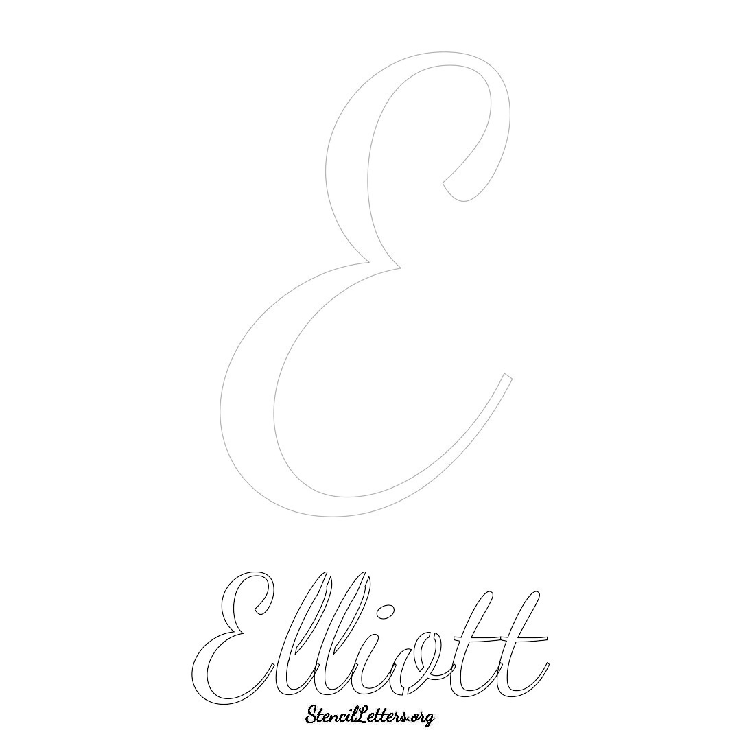 Elliott printable name initial stencil in Cursive Script Lettering