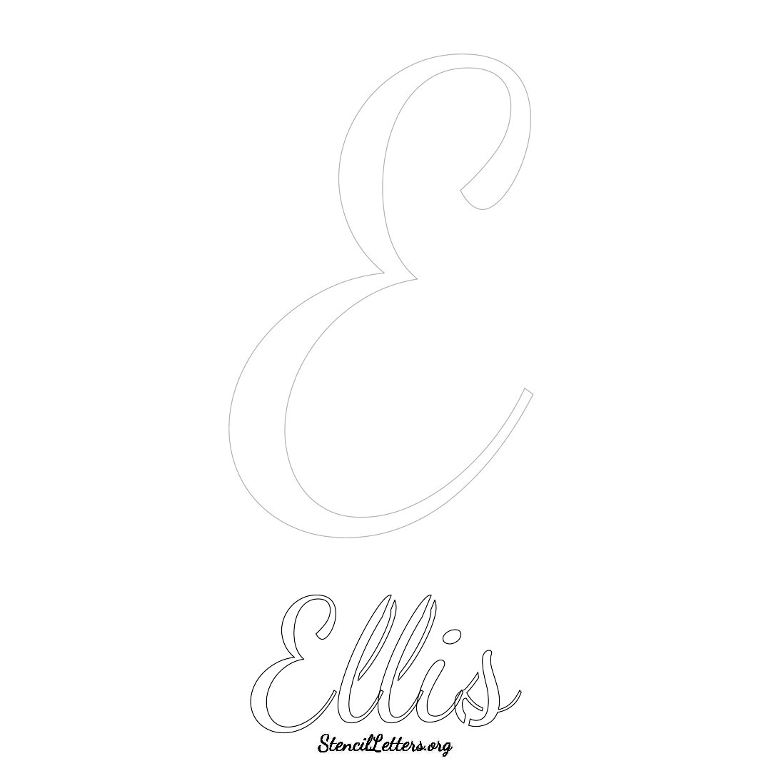 Ellis printable name initial stencil in Cursive Script Lettering