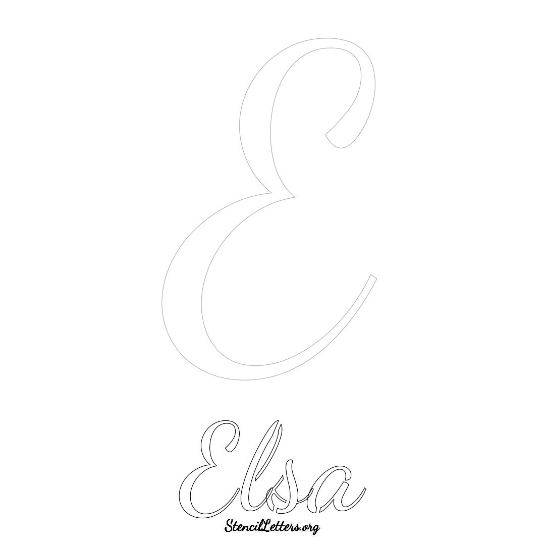 Elsa printable name initial stencil in Cursive Script Lettering