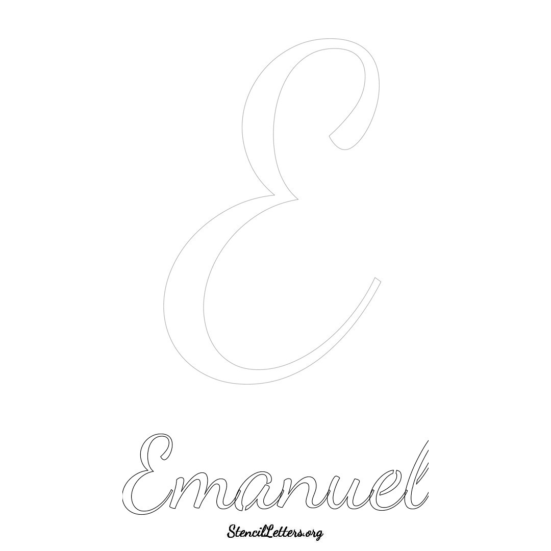 Emanuel printable name initial stencil in Cursive Script Lettering