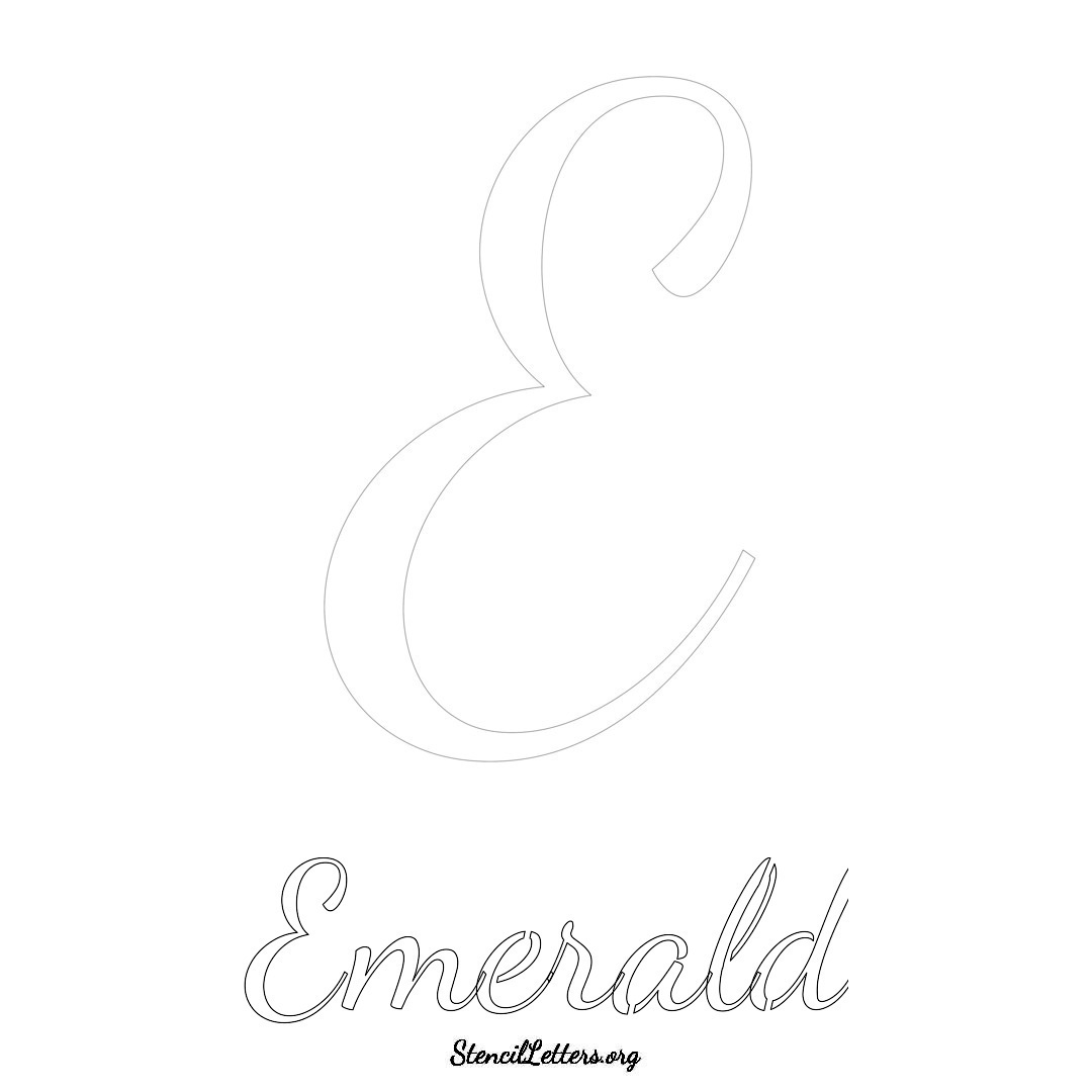 Emerald printable name initial stencil in Cursive Script Lettering