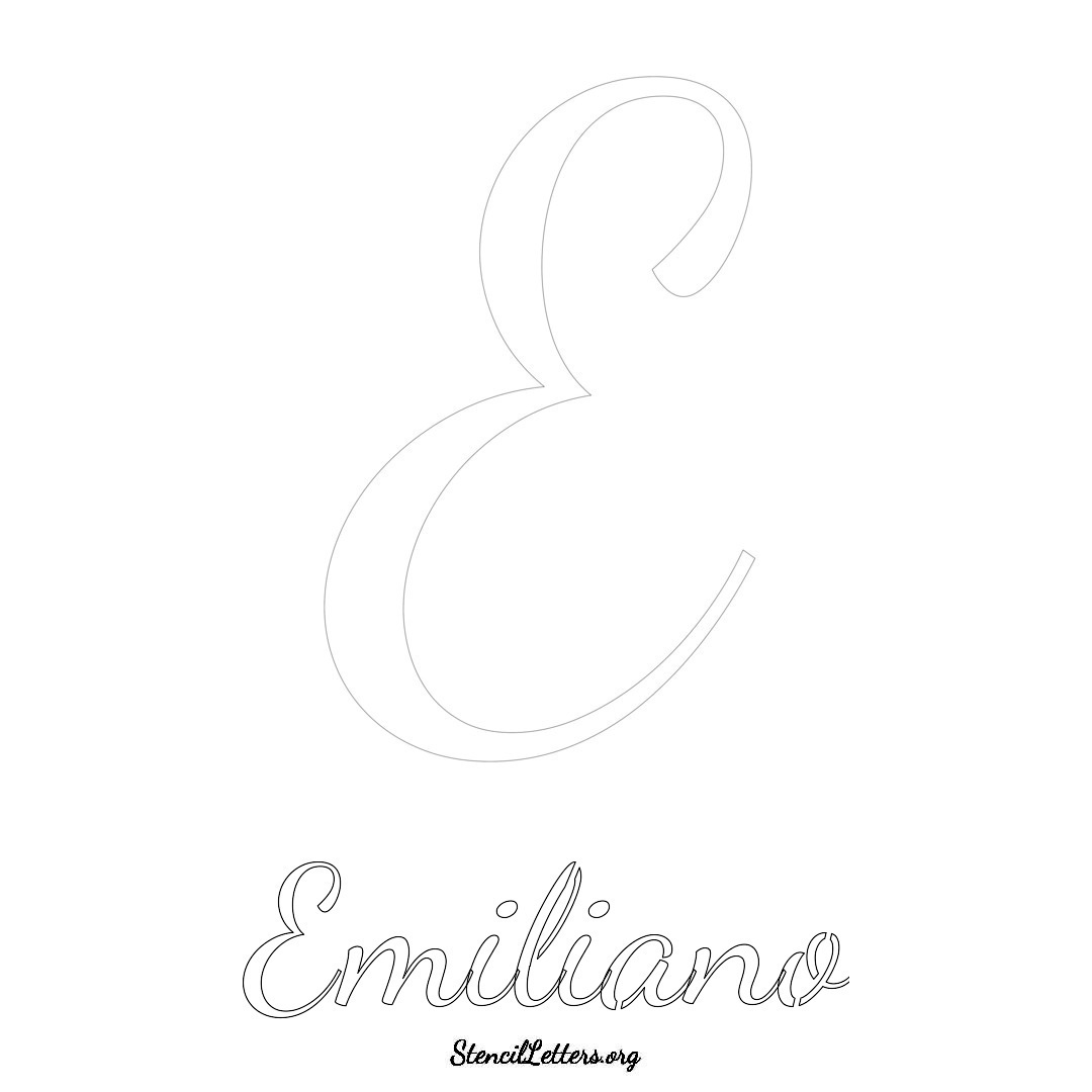 Emiliano printable name initial stencil in Cursive Script Lettering