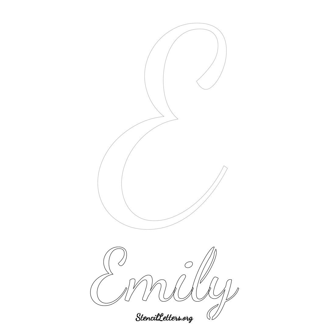 Emily printable name initial stencil in Cursive Script Lettering