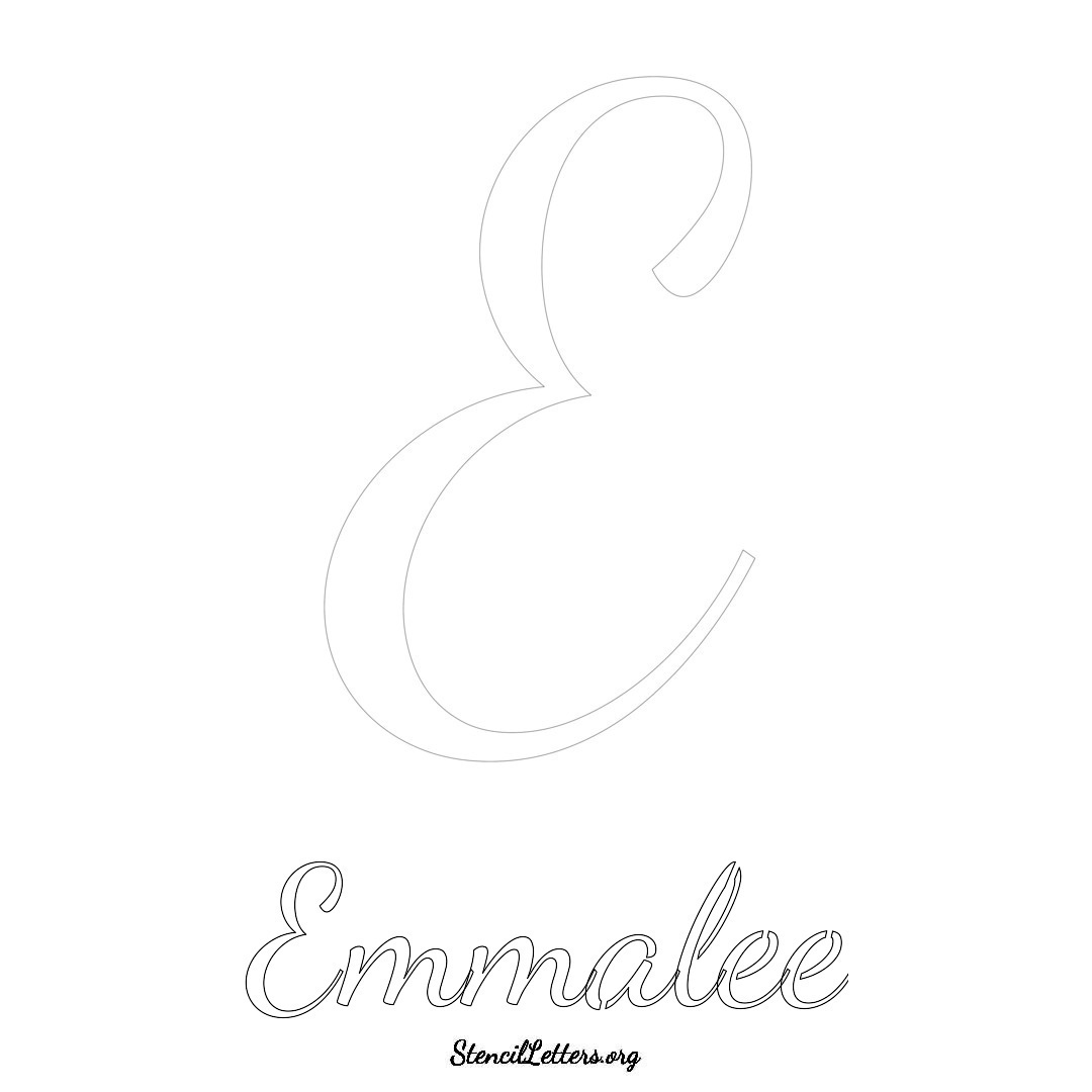 Emmalee printable name initial stencil in Cursive Script Lettering