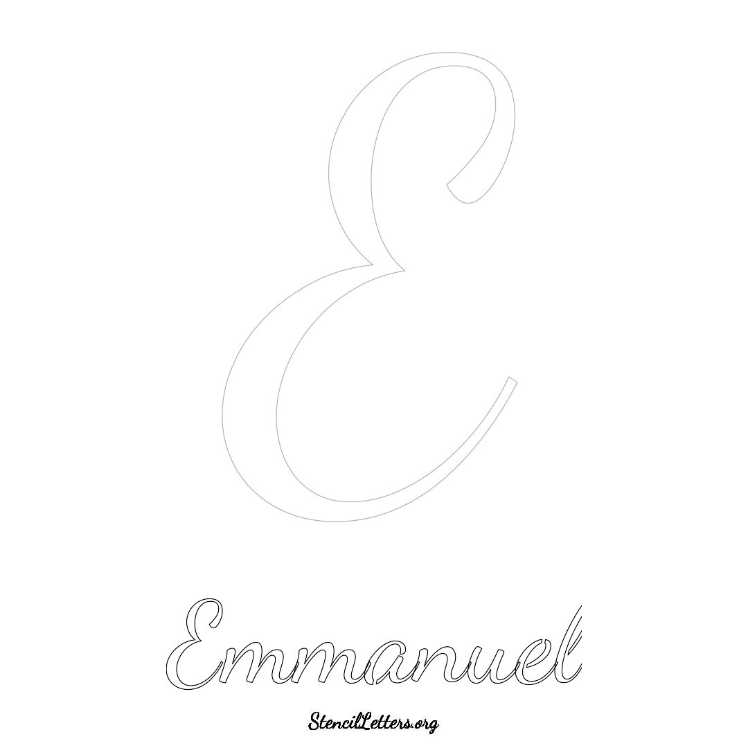 Emmanuel printable name initial stencil in Cursive Script Lettering