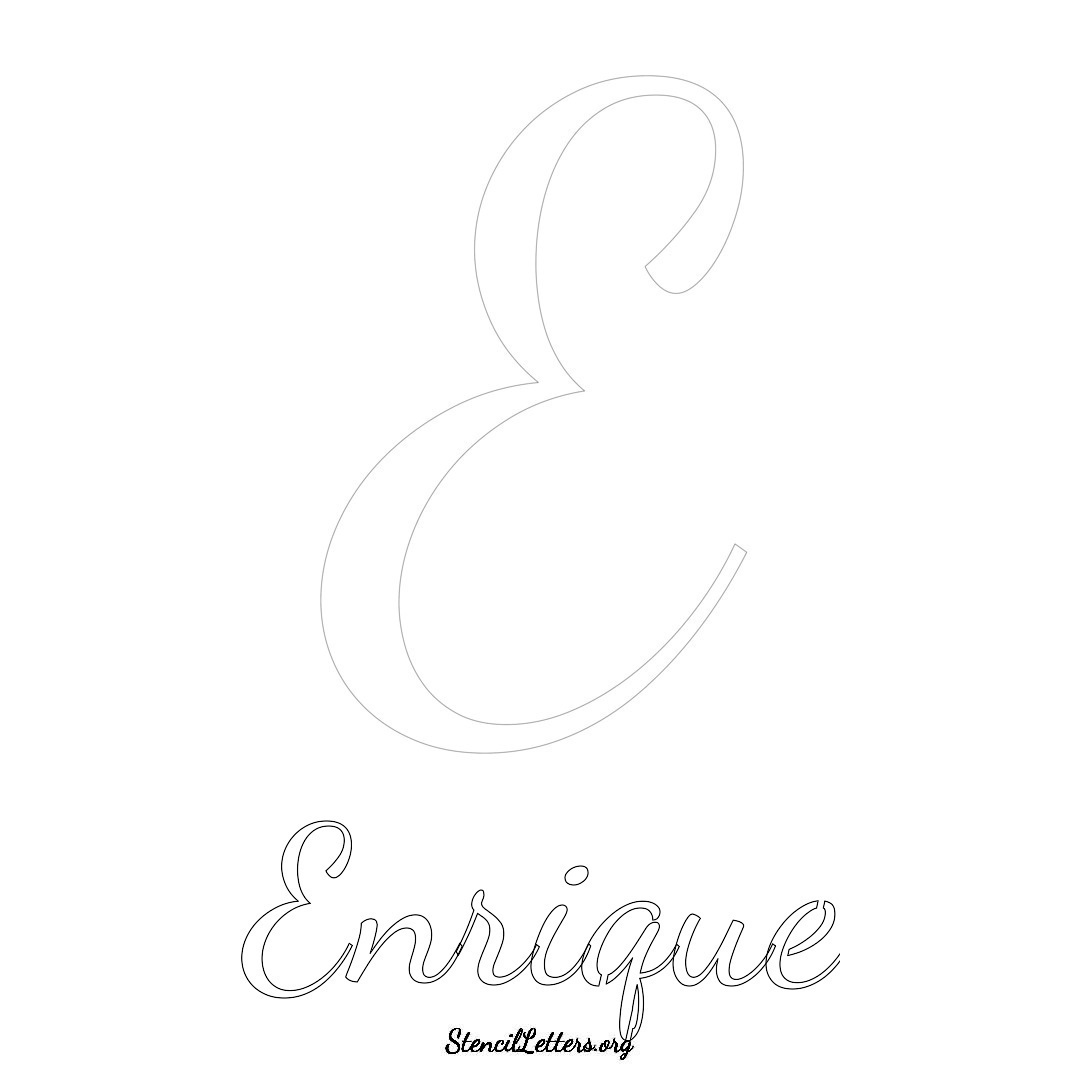 Enrique printable name initial stencil in Cursive Script Lettering