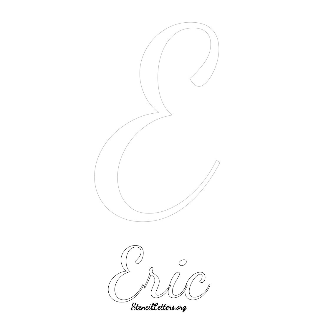 Eric printable name initial stencil in Cursive Script Lettering