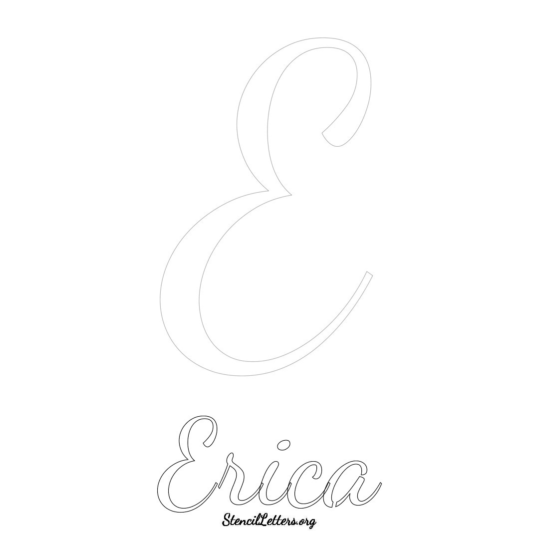 Erica printable name initial stencil in Cursive Script Lettering