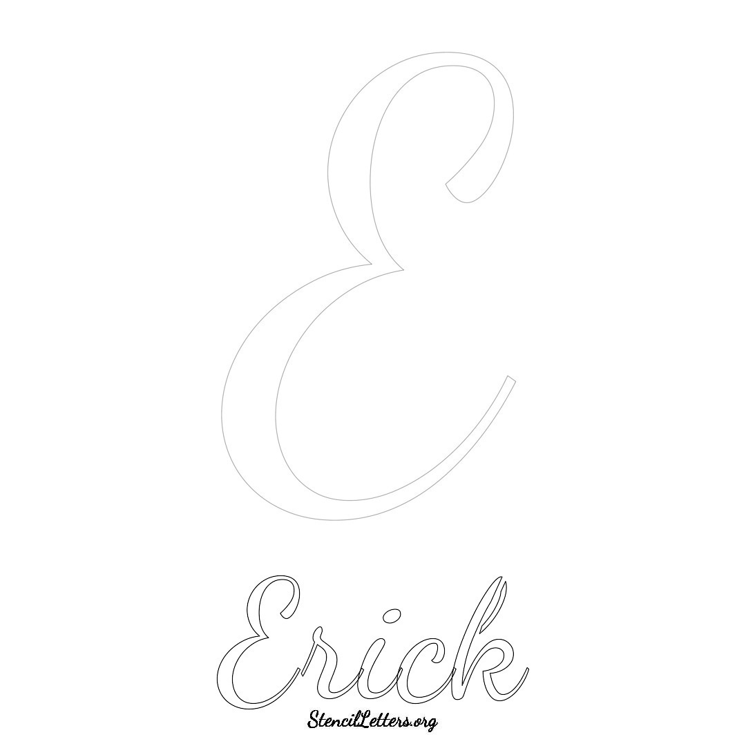 Erick printable name initial stencil in Cursive Script Lettering