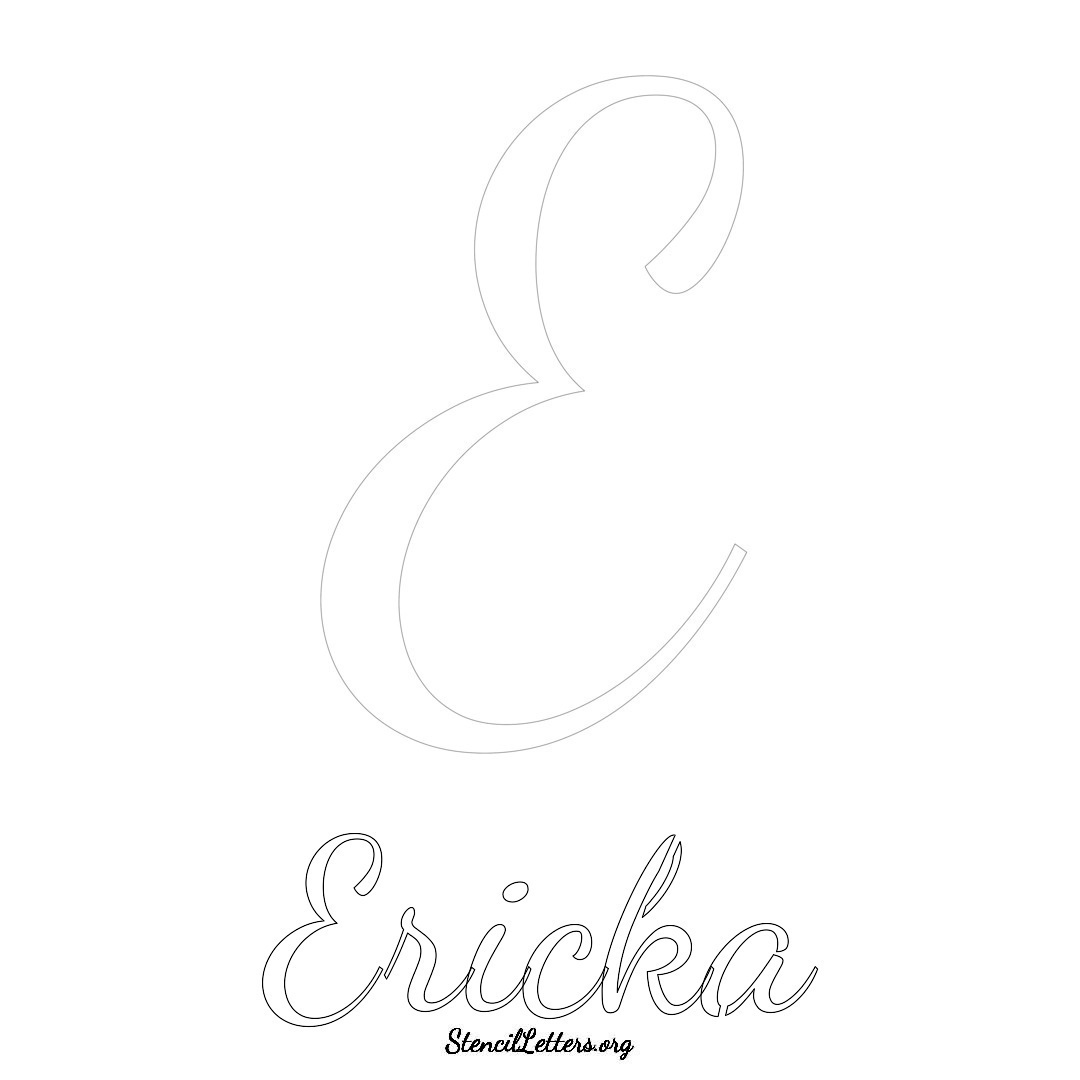 Ericka printable name initial stencil in Cursive Script Lettering