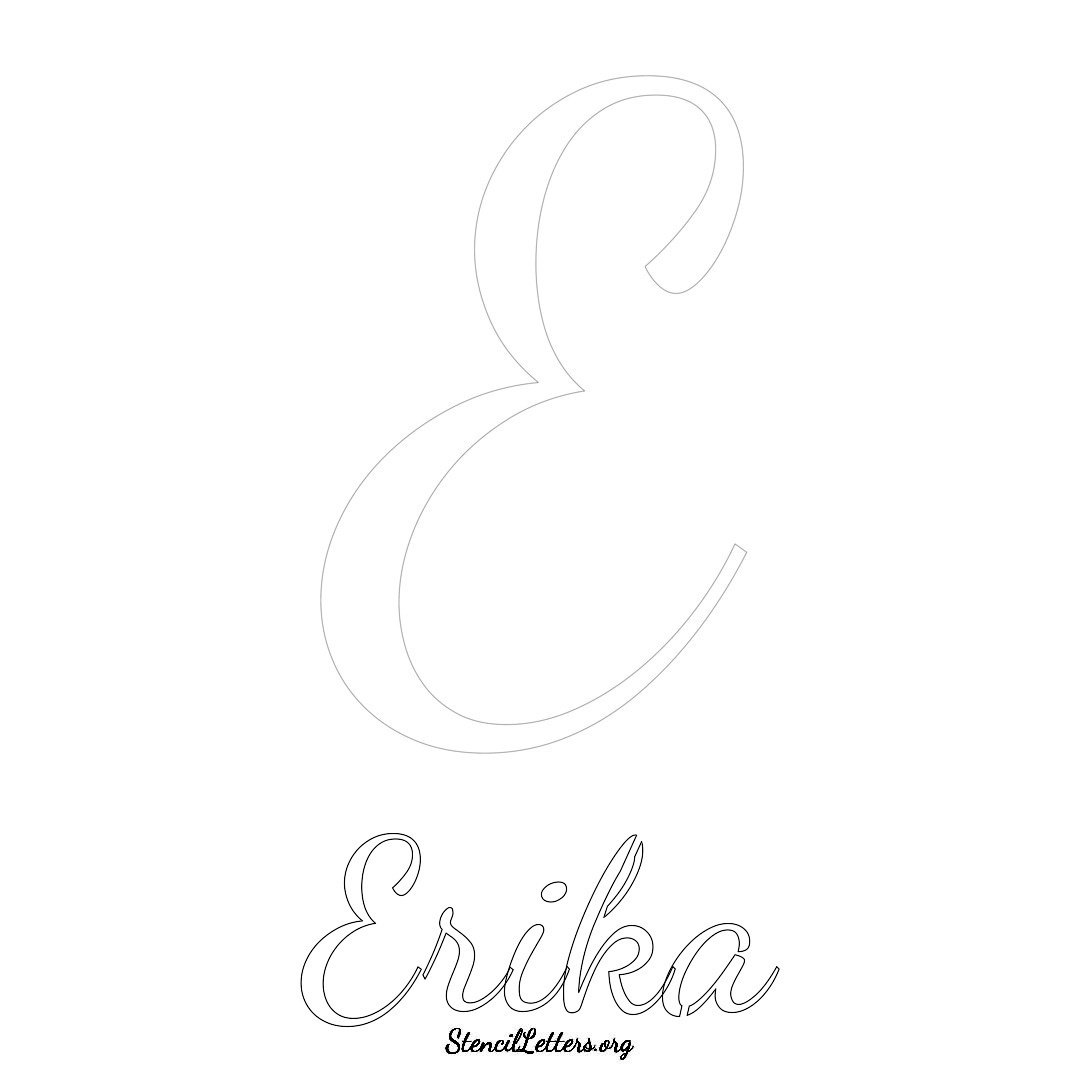 Erika printable name initial stencil in Cursive Script Lettering