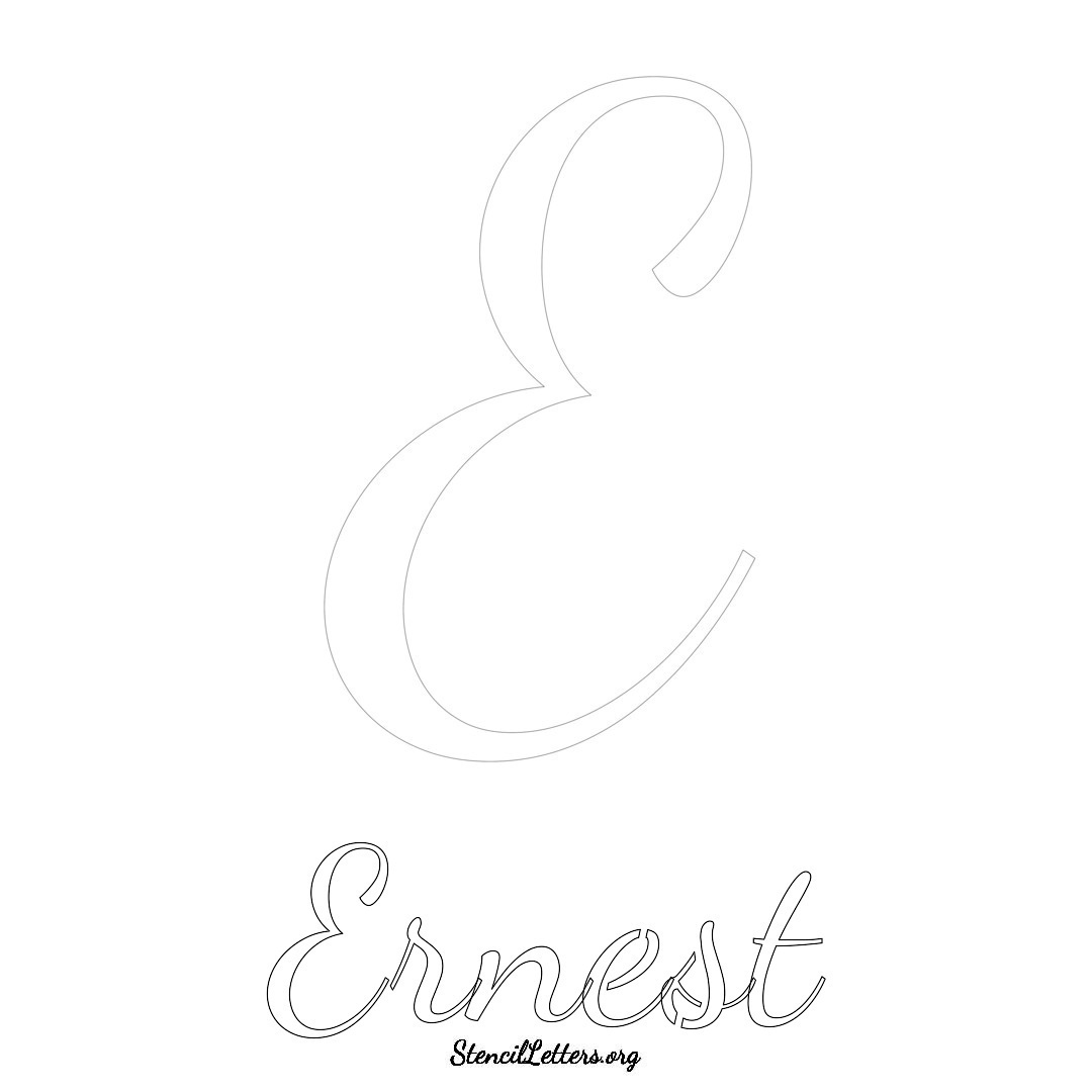 Ernest printable name initial stencil in Cursive Script Lettering