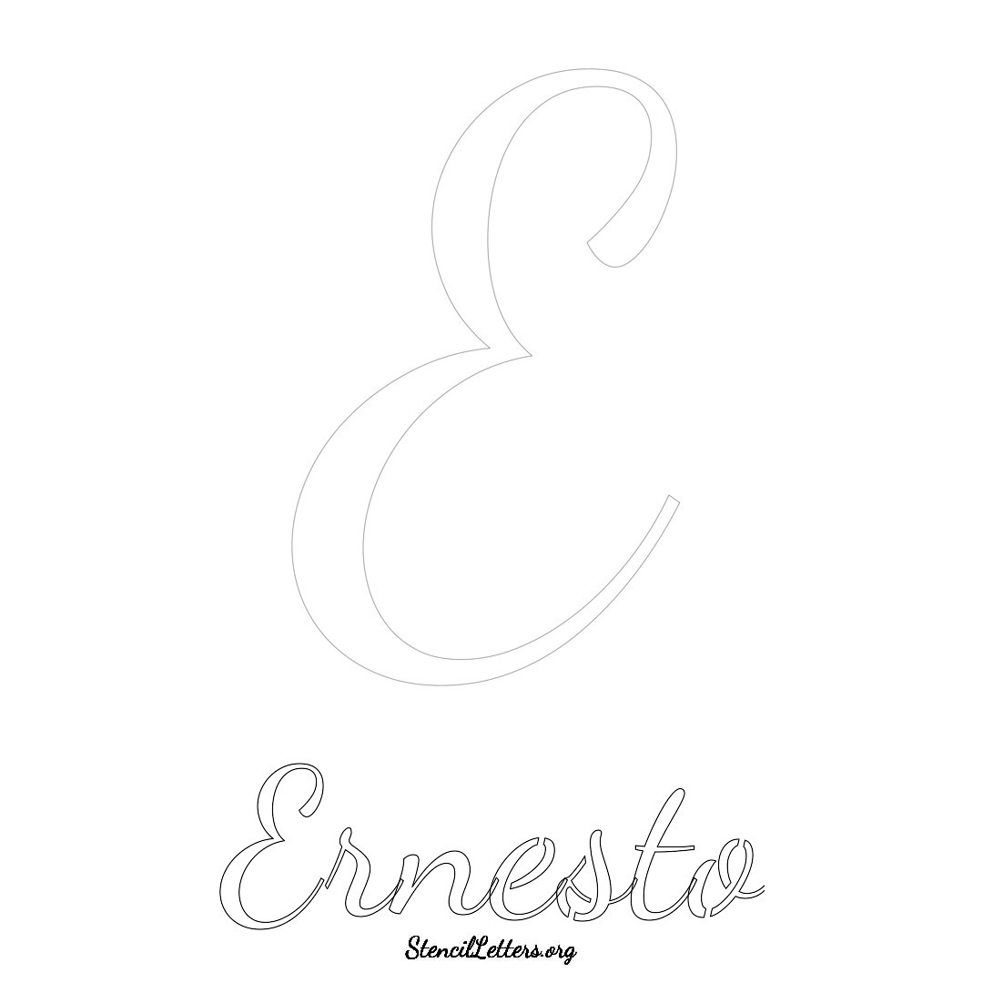 Ernesto printable name initial stencil in Cursive Script Lettering