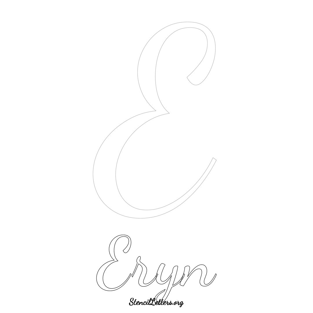 Eryn printable name initial stencil in Cursive Script Lettering