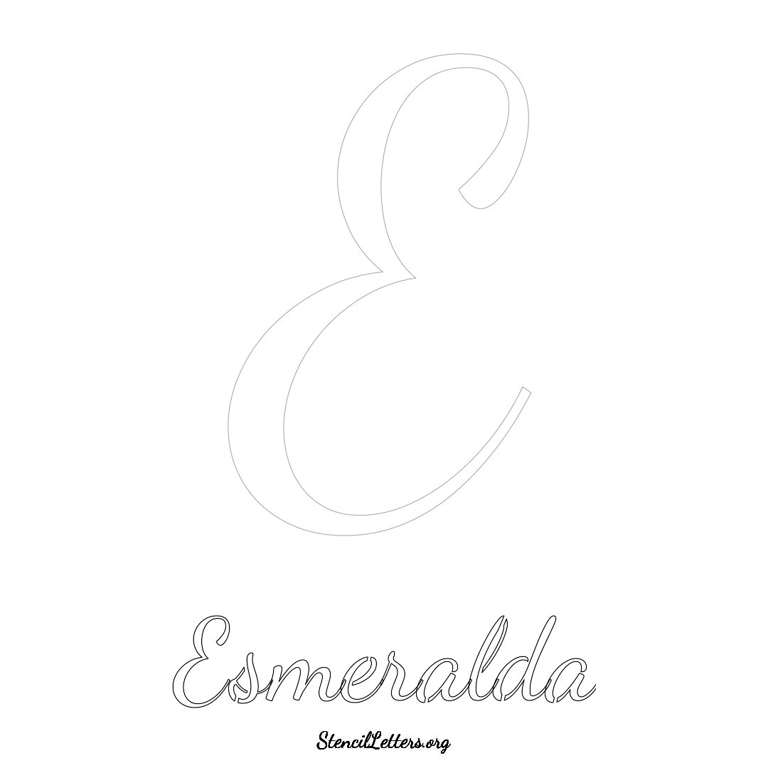 Esmeralda printable name initial stencil in Cursive Script Lettering