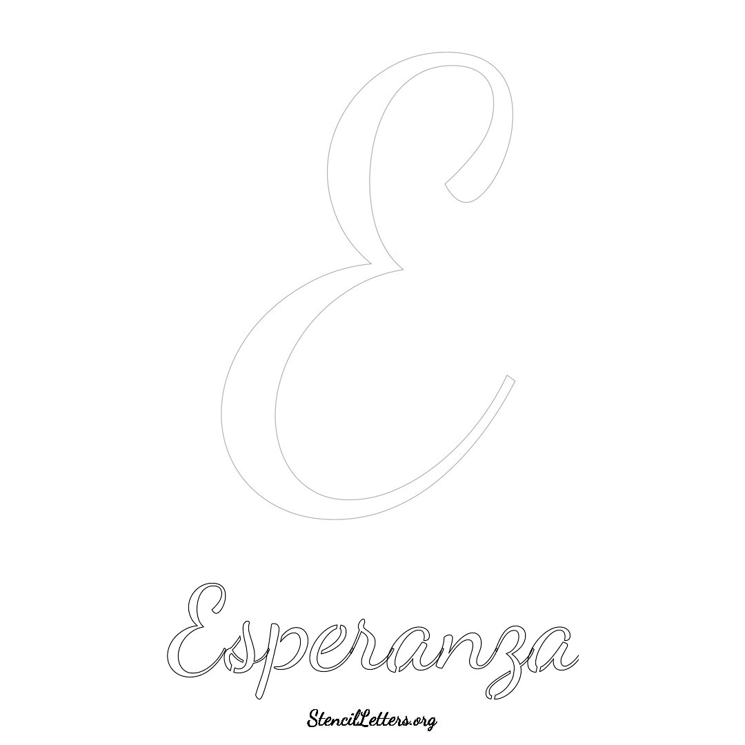 Esperanza printable name initial stencil in Cursive Script Lettering