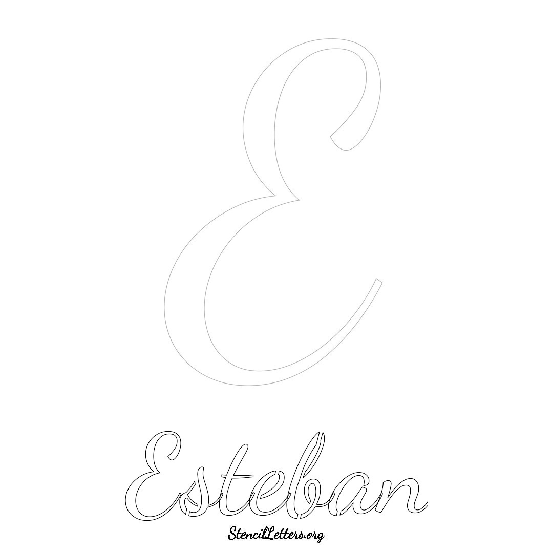 Esteban printable name initial stencil in Cursive Script Lettering