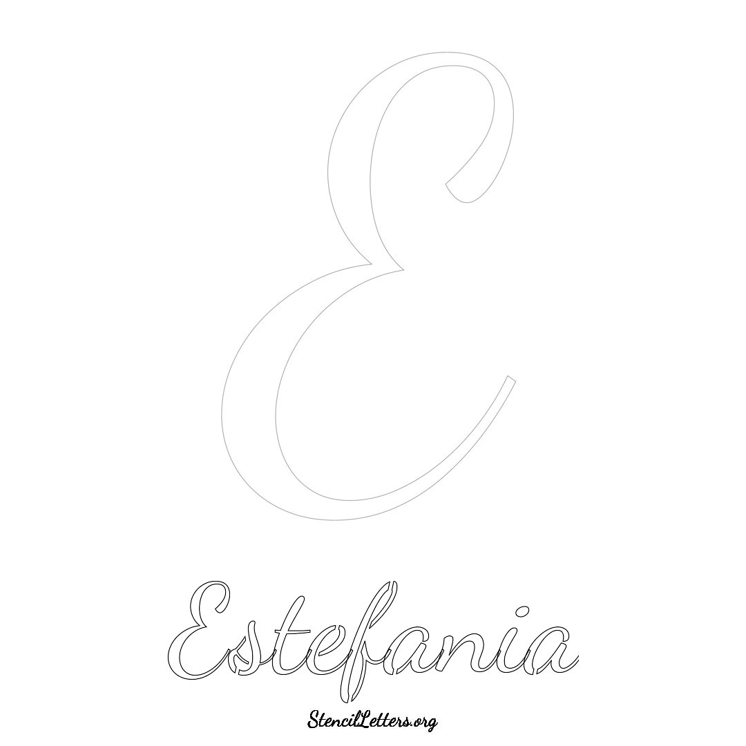 Estefania printable name initial stencil in Cursive Script Lettering