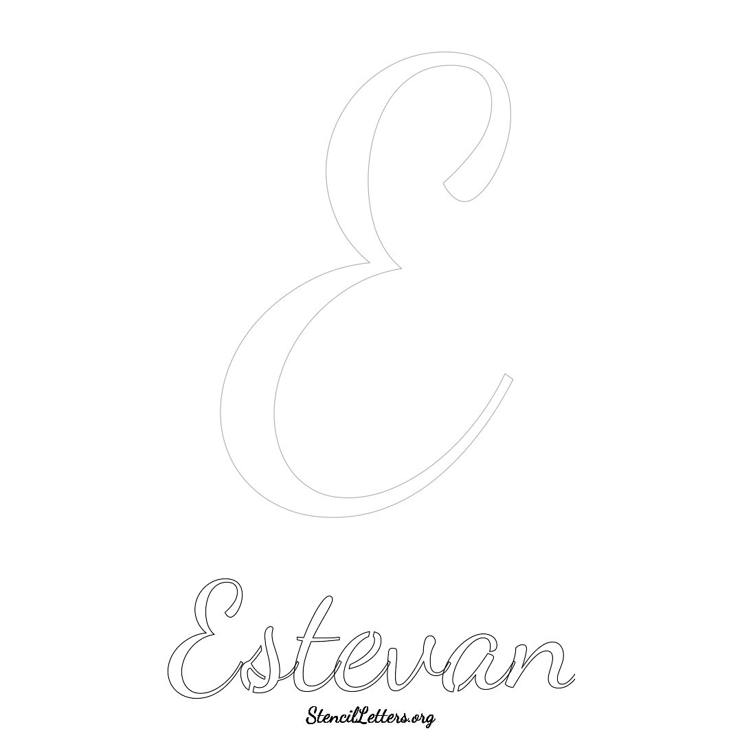 Estevan printable name initial stencil in Cursive Script Lettering