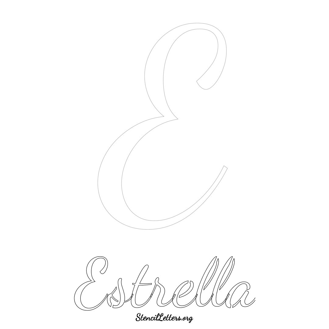 Estrella printable name initial stencil in Cursive Script Lettering