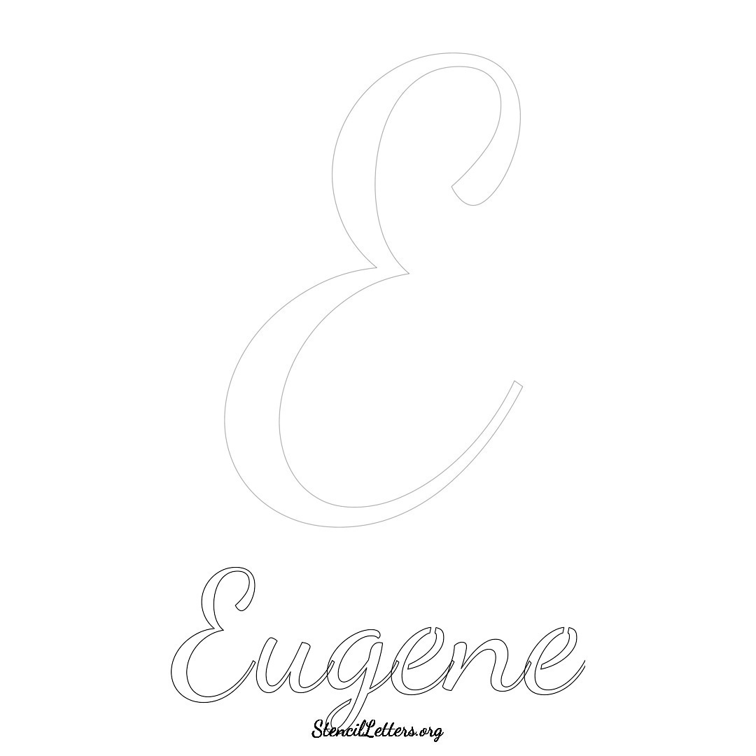Eugene printable name initial stencil in Cursive Script Lettering