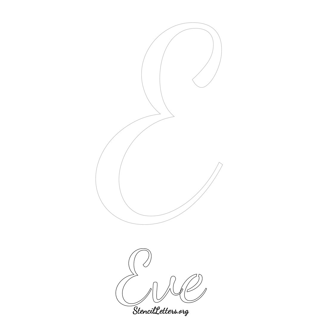 Eve printable name initial stencil in Cursive Script Lettering