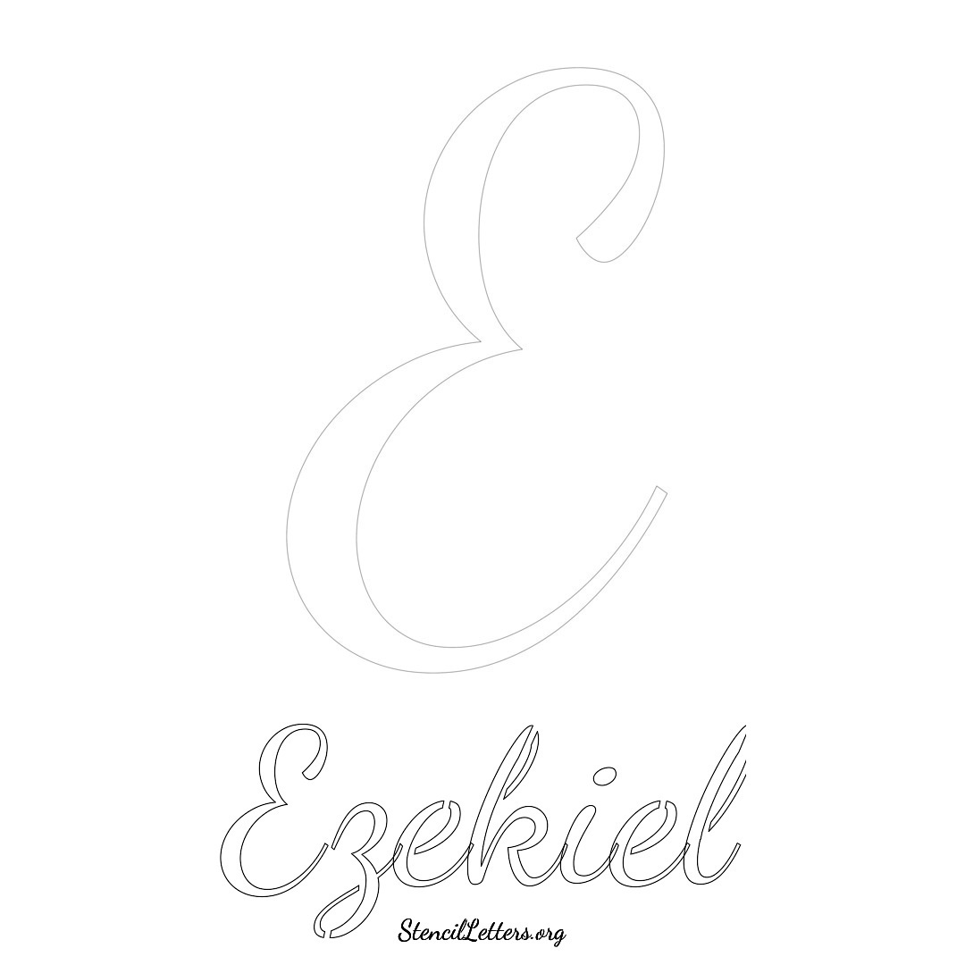 Ezekiel printable name initial stencil in Cursive Script Lettering