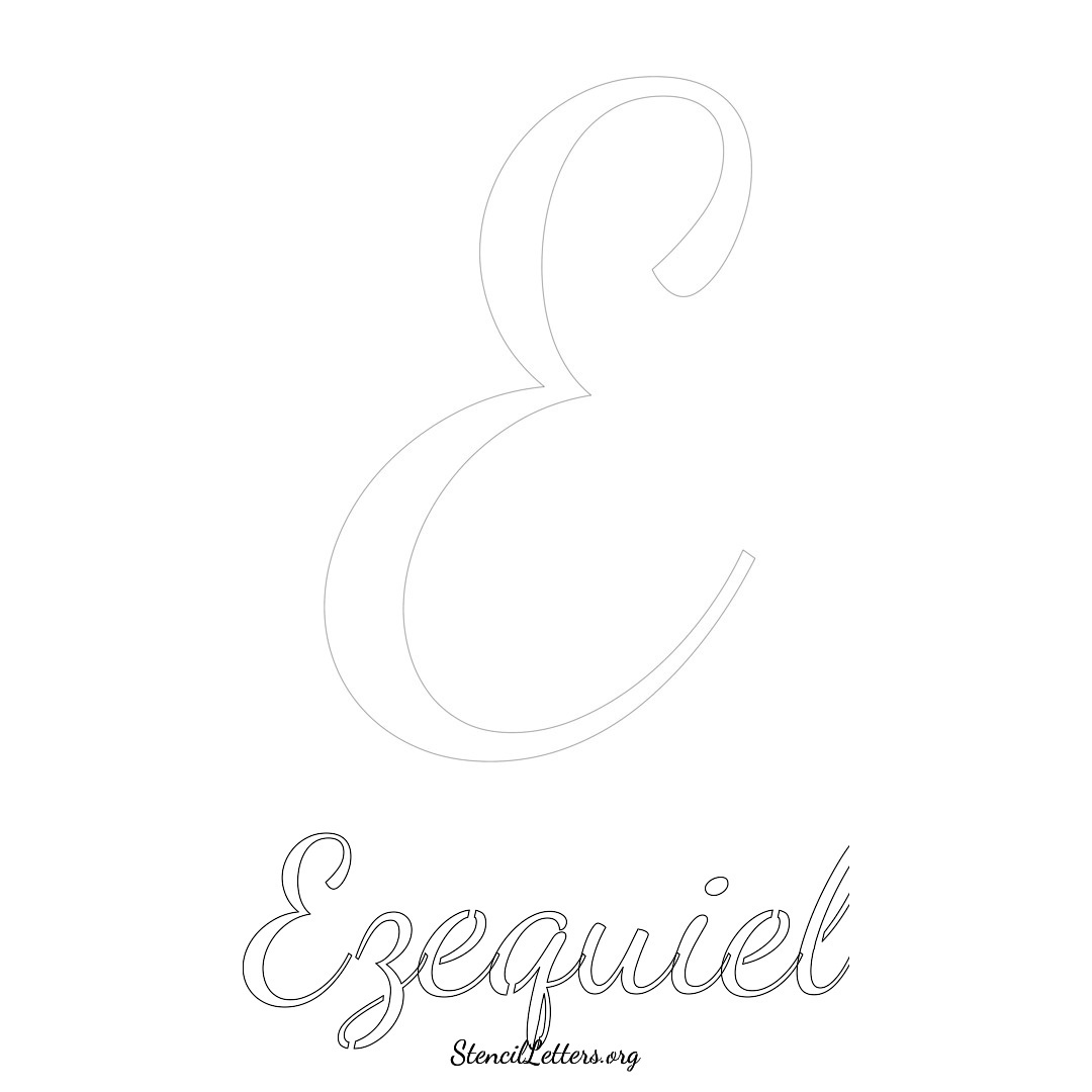 Ezequiel printable name initial stencil in Cursive Script Lettering
