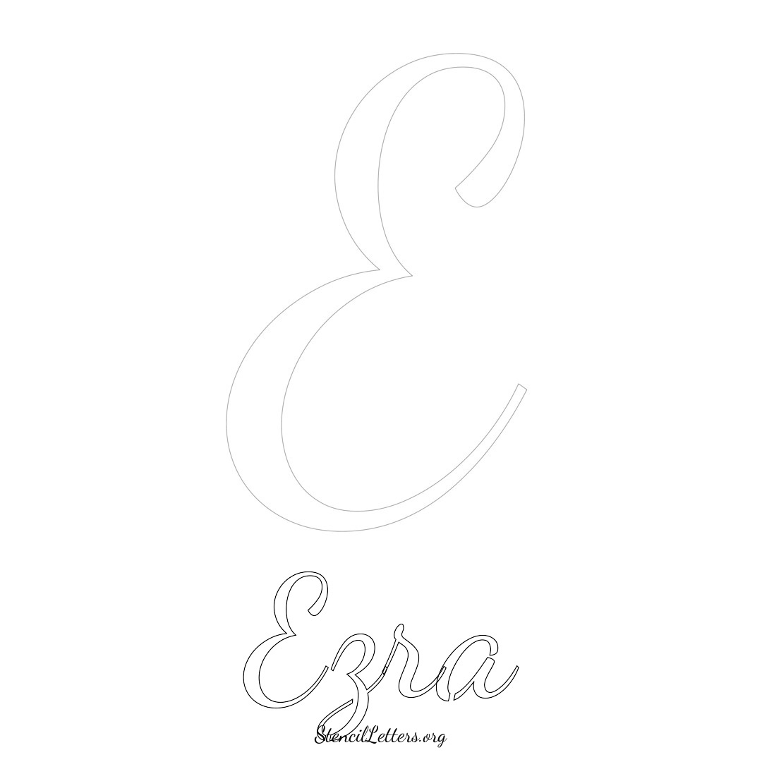Ezra printable name initial stencil in Cursive Script Lettering