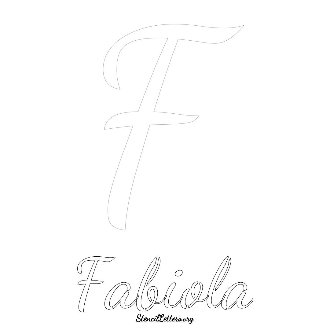 Fabiola printable name initial stencil in Cursive Script Lettering