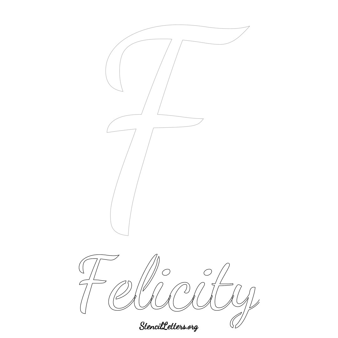 Felicity printable name initial stencil in Cursive Script Lettering