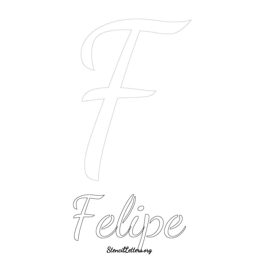 Felipe printable name initial stencil in Cursive Script Lettering