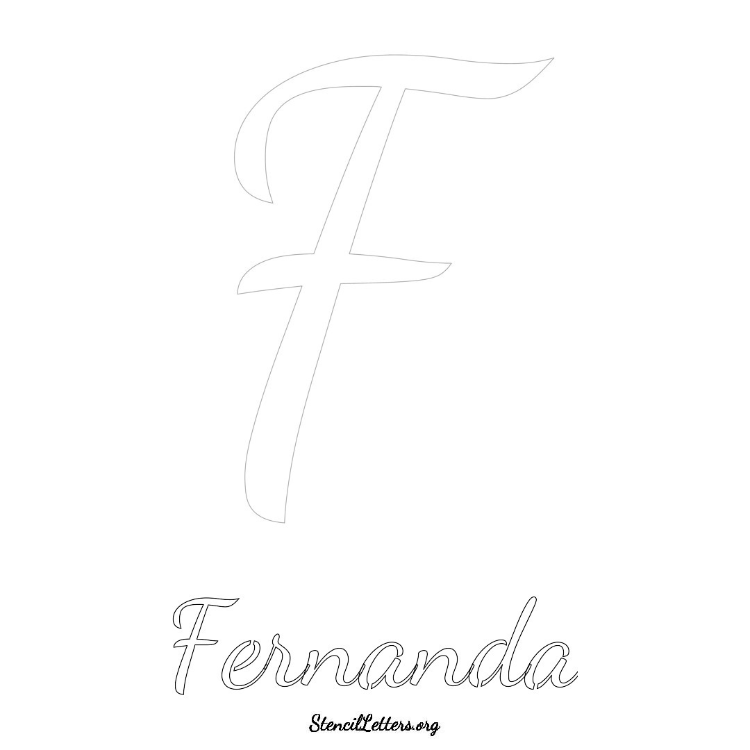 Fernanda printable name initial stencil in Cursive Script Lettering