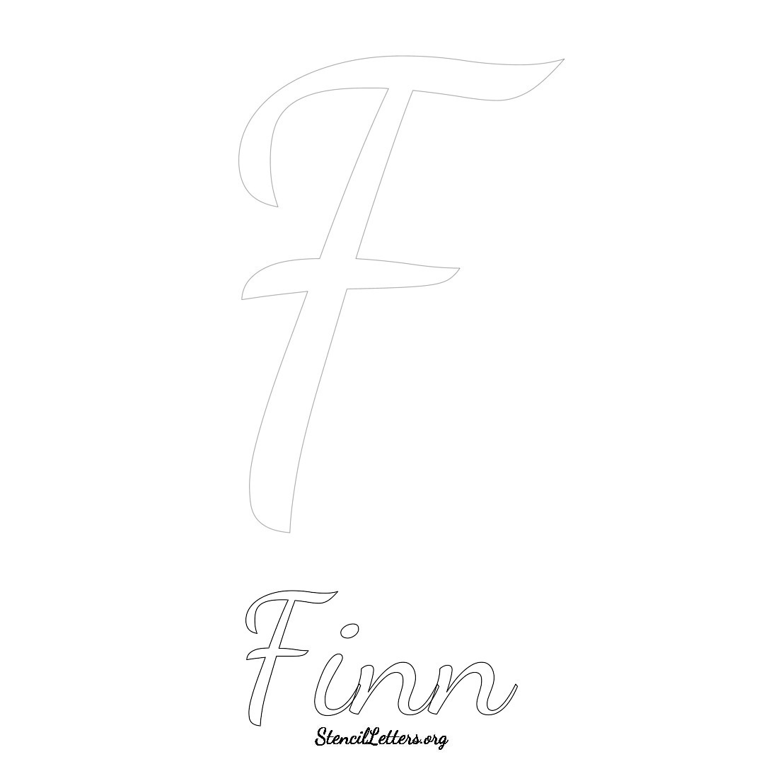 Finn printable name initial stencil in Cursive Script Lettering