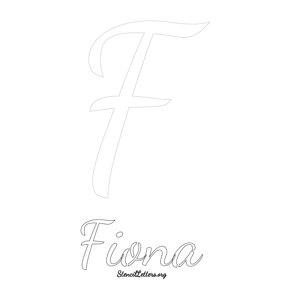 Fiona printable name initial stencil in Cursive Script Lettering