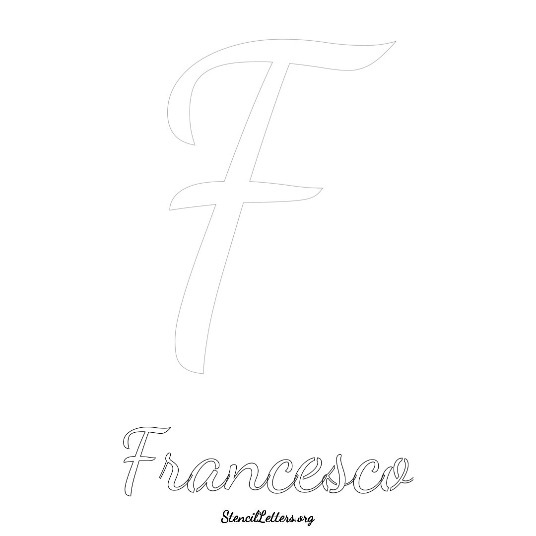 Francesco printable name initial stencil in Cursive Script Lettering