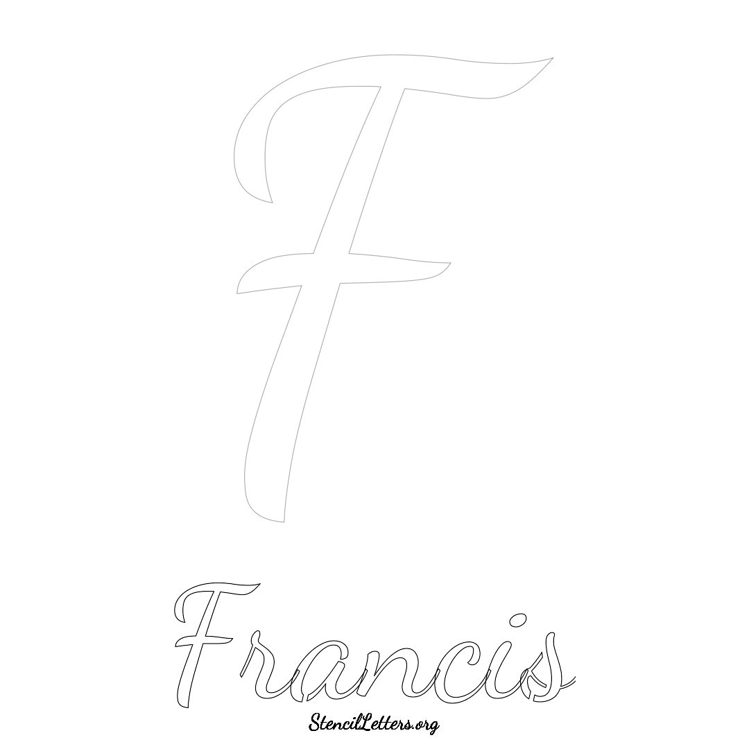Francis printable name initial stencil in Cursive Script Lettering