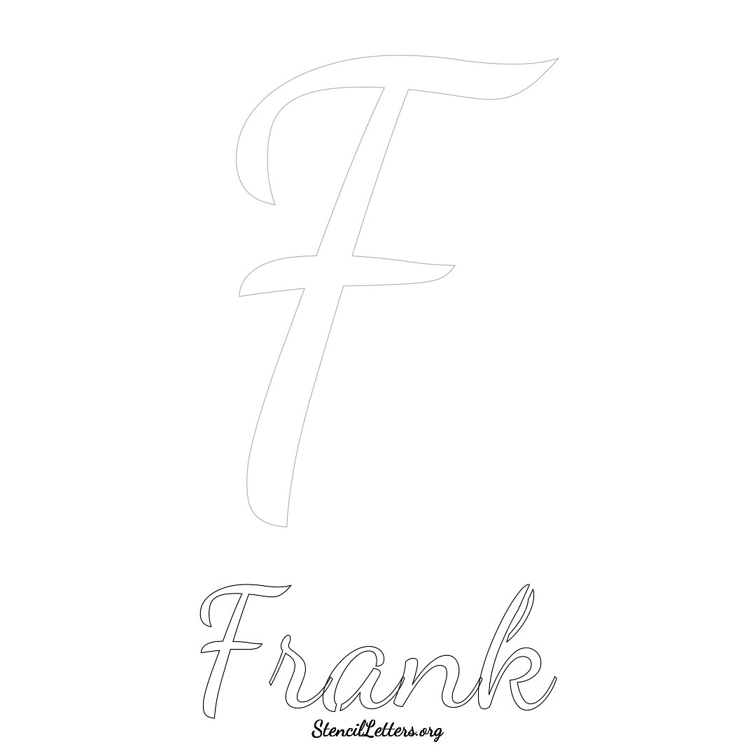 Frank printable name initial stencil in Cursive Script Lettering