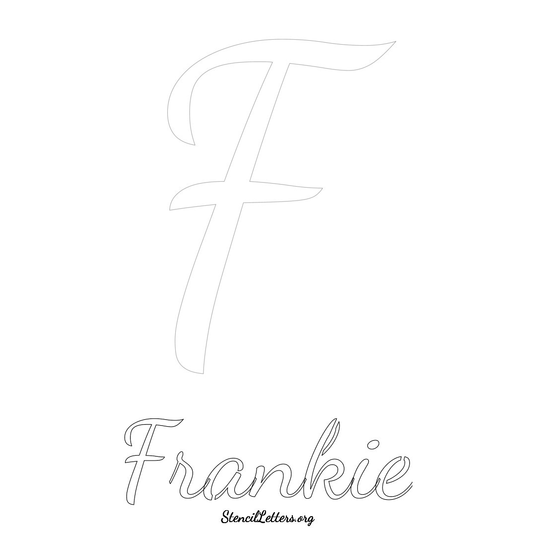 Frankie printable name initial stencil in Cursive Script Lettering