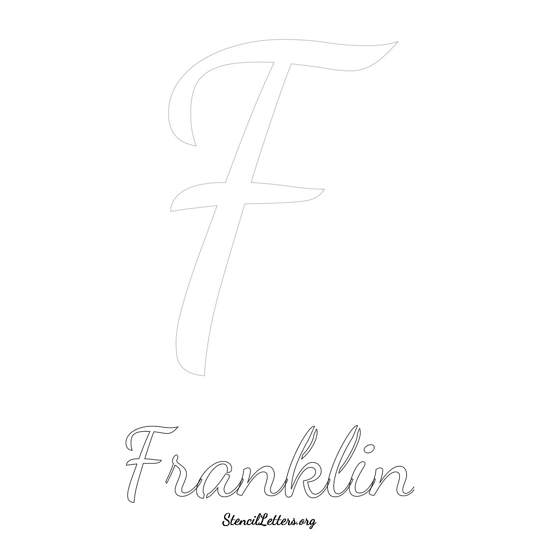 Franklin printable name initial stencil in Cursive Script Lettering